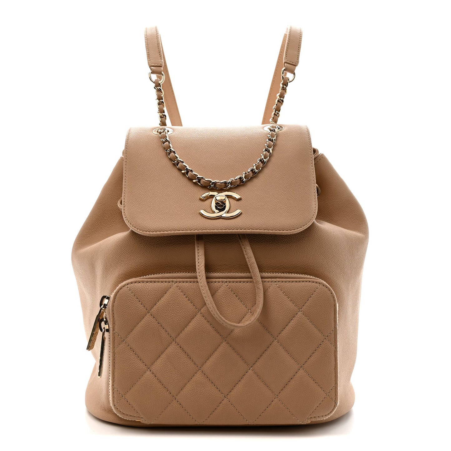 Caviar Quilted Business Affinity Backpack Beige