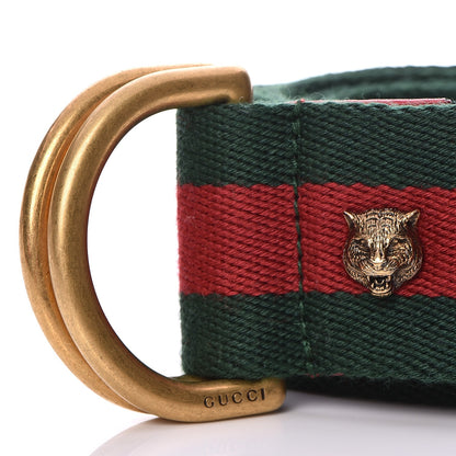 Gucci Web Feline D Ring Belt 95 38 Red Green 4 of 5