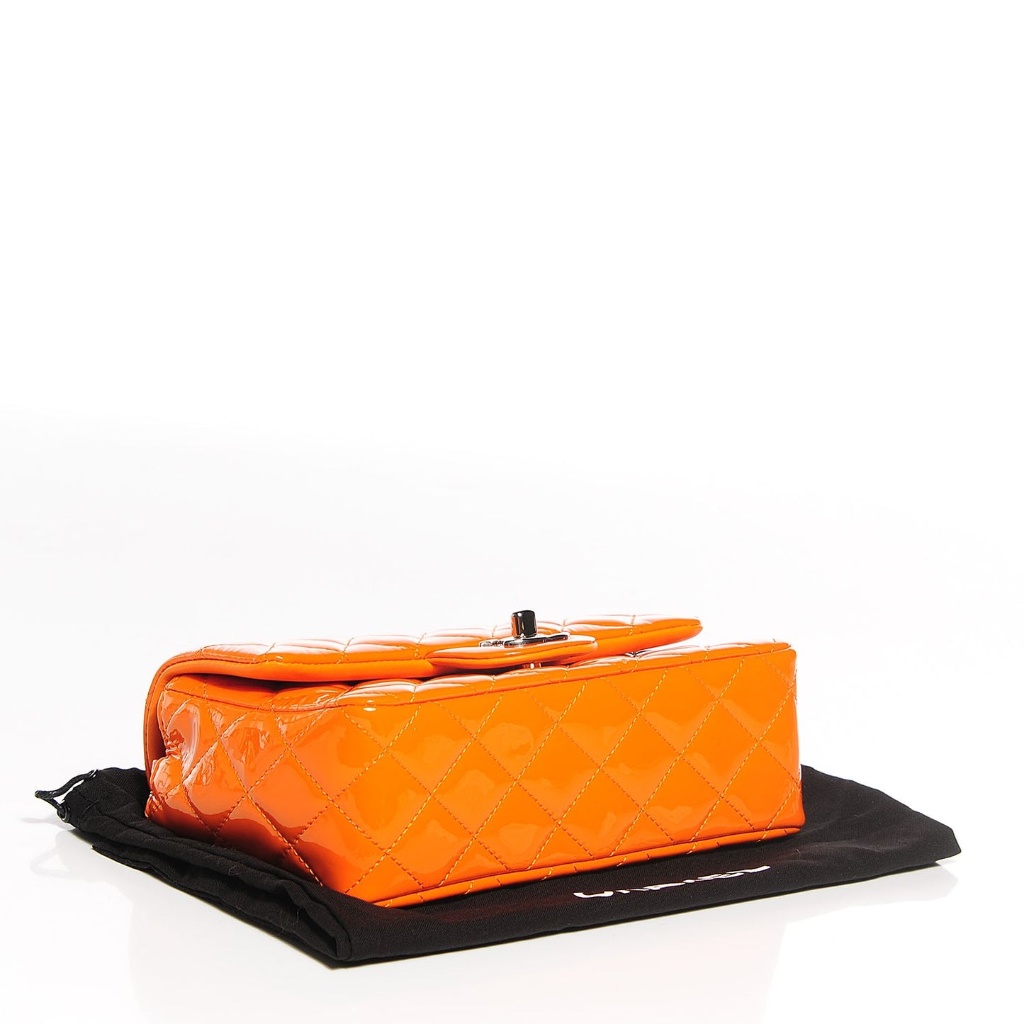 Patent Quilted Mini Rectangular Flap Orange