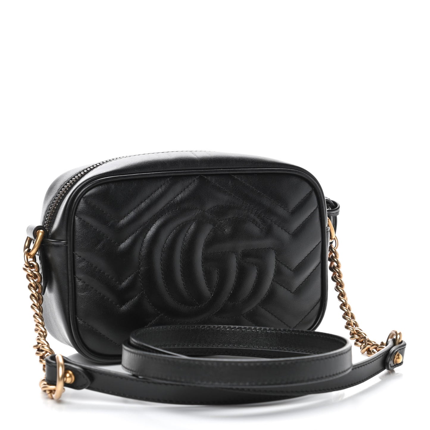 Calfskin Matelasse Mini GG Marmont Chain Shoulder Bag Black