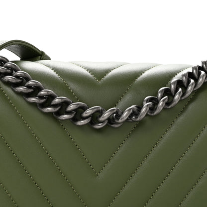 Chanel Calfskin Chevron Quilted Medium Boy Flap Dark Green 8 of 11