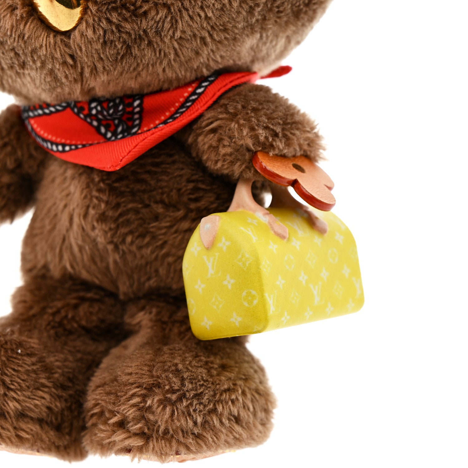 Louis Vuitton Faux Fur LV Louis Bear Western Bag Charm Key Holder Red 4 of 5
