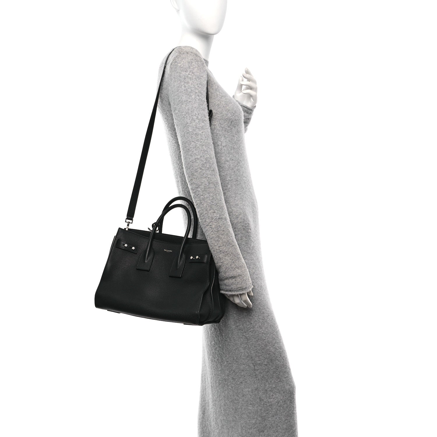 Saint Laurent Grained Calfskin Small Supple Sac De Jour  Black 2 of 9