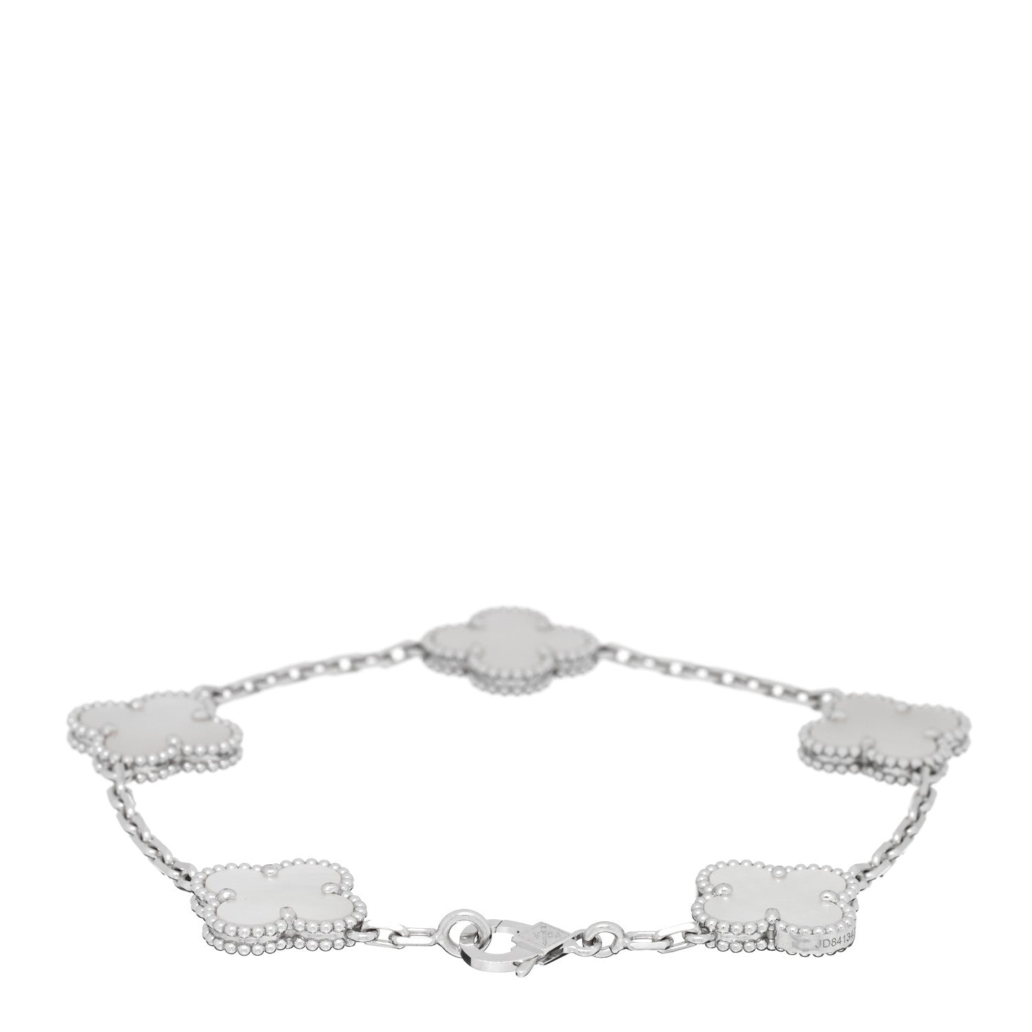 Van Cleef & Arpels 18K White Gold Mother of Pearl 5 Motifs Vintage Alhambra Bracelet 2 of 4