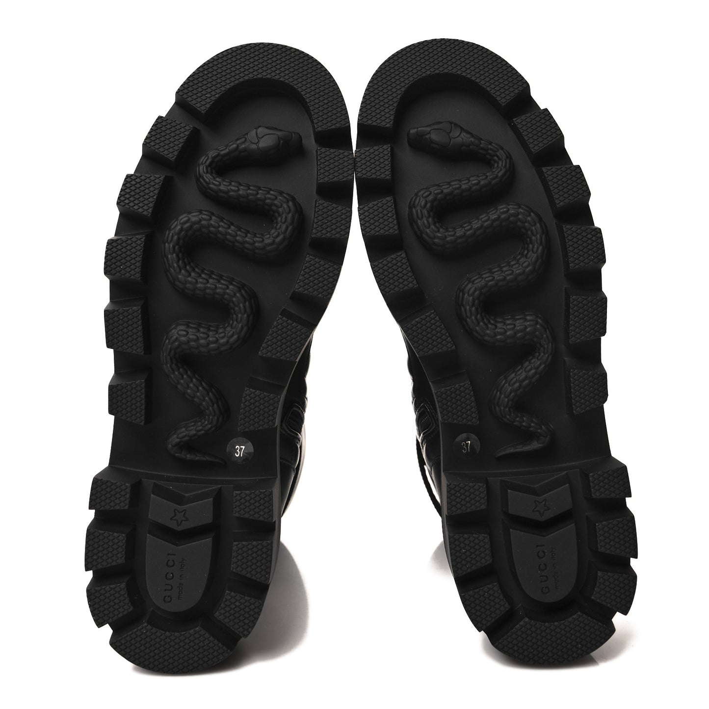 Nappa Frances GG Matelasse Platform Combat Boots 37 Black