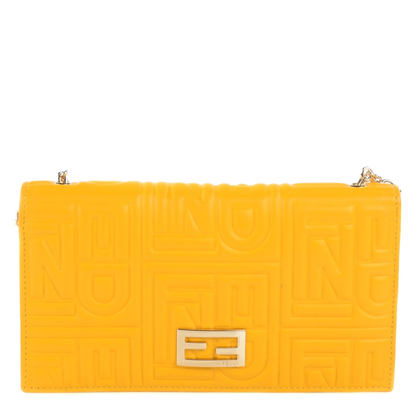 Nappa Logo Embossed Long Wallet On Chain Lemon Giallo