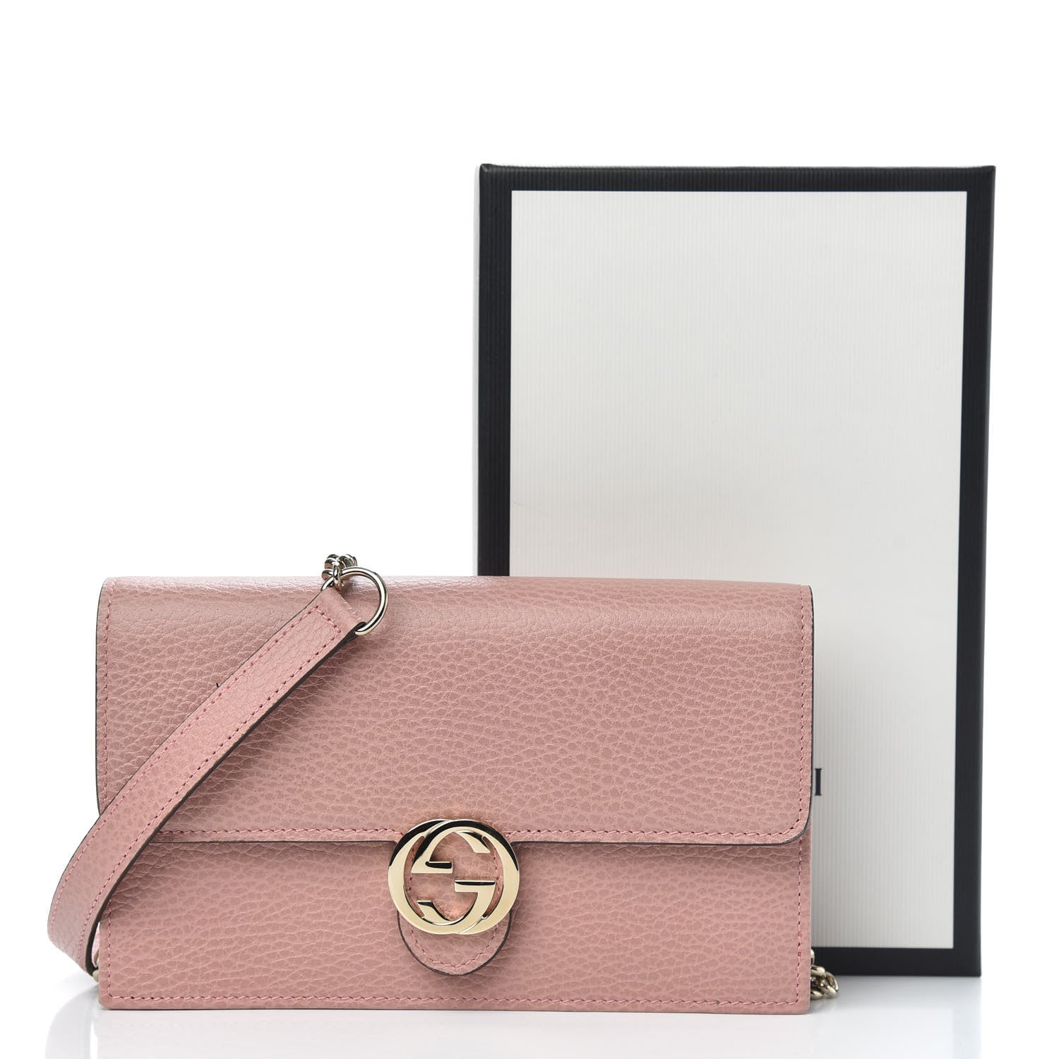Gucci Dollar Calfskin Interlocking G Chain Wallet Soft Pink 9 of 9