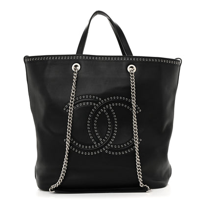 Chanel Calfskin Large Coco Eyelets Shopping Tote Black 1 of 10