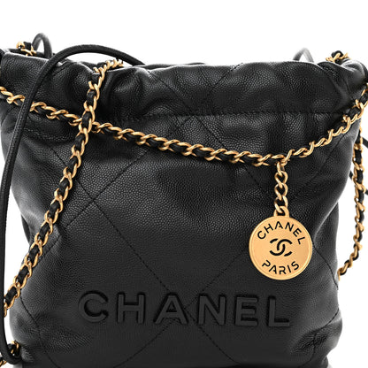 Chanel Shiny Caviar Quilted Monochrome Mini Chanel 22 Black 8 of 10