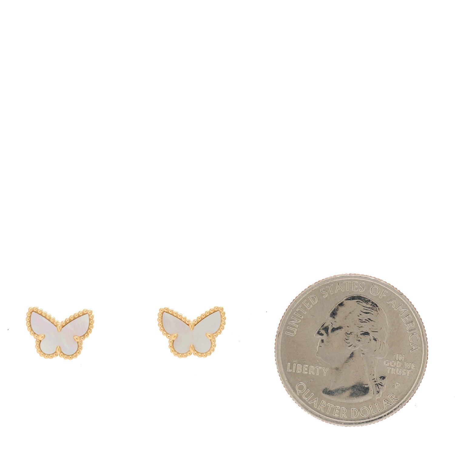 Van Cleef & Arpels 18K Yellow Gold Mother of Pearl Sweet Alhambra Butterfly Earrings 2 of 5