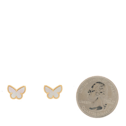 Van Cleef & Arpels 18K Yellow Gold Mother of Pearl Sweet Alhambra Butterfly Earrings 2 of 5