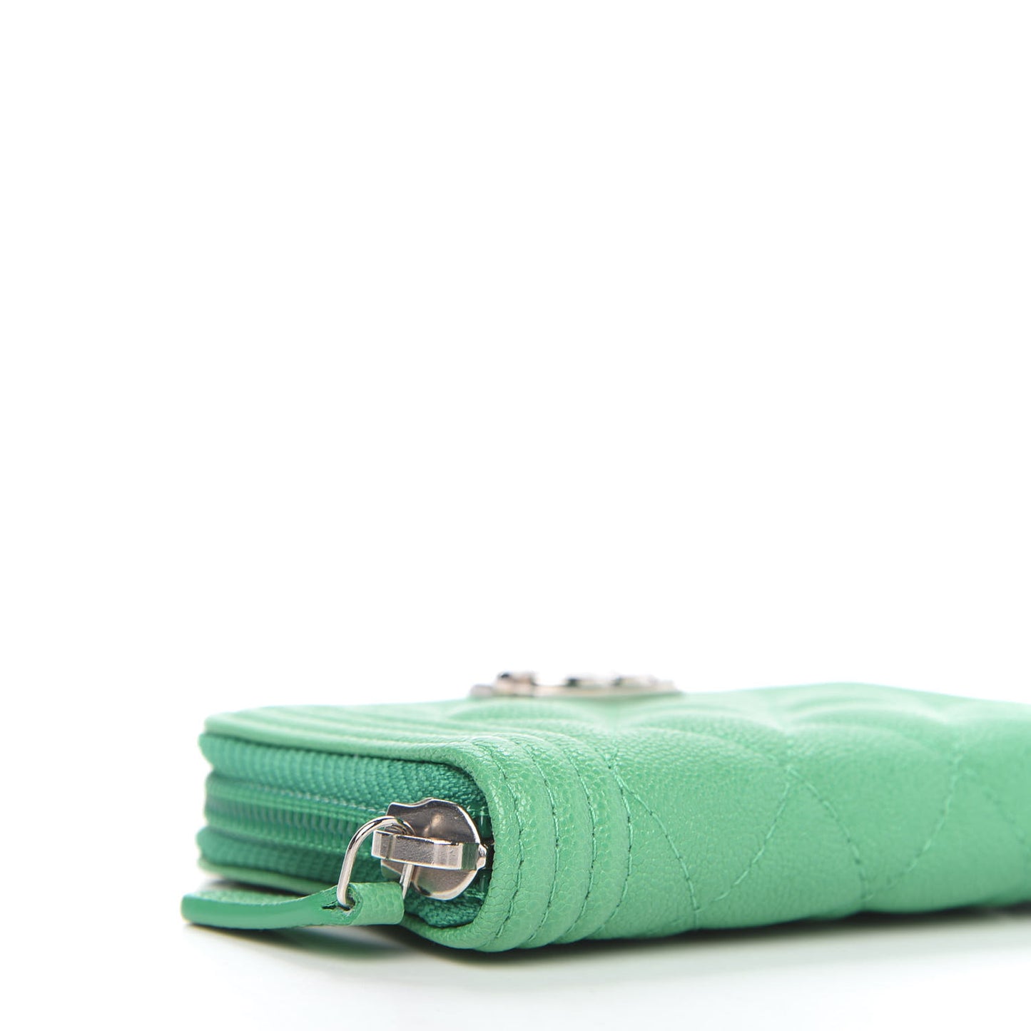Caviar Quilted Boy Zip Around Coin Purse Wallet Green