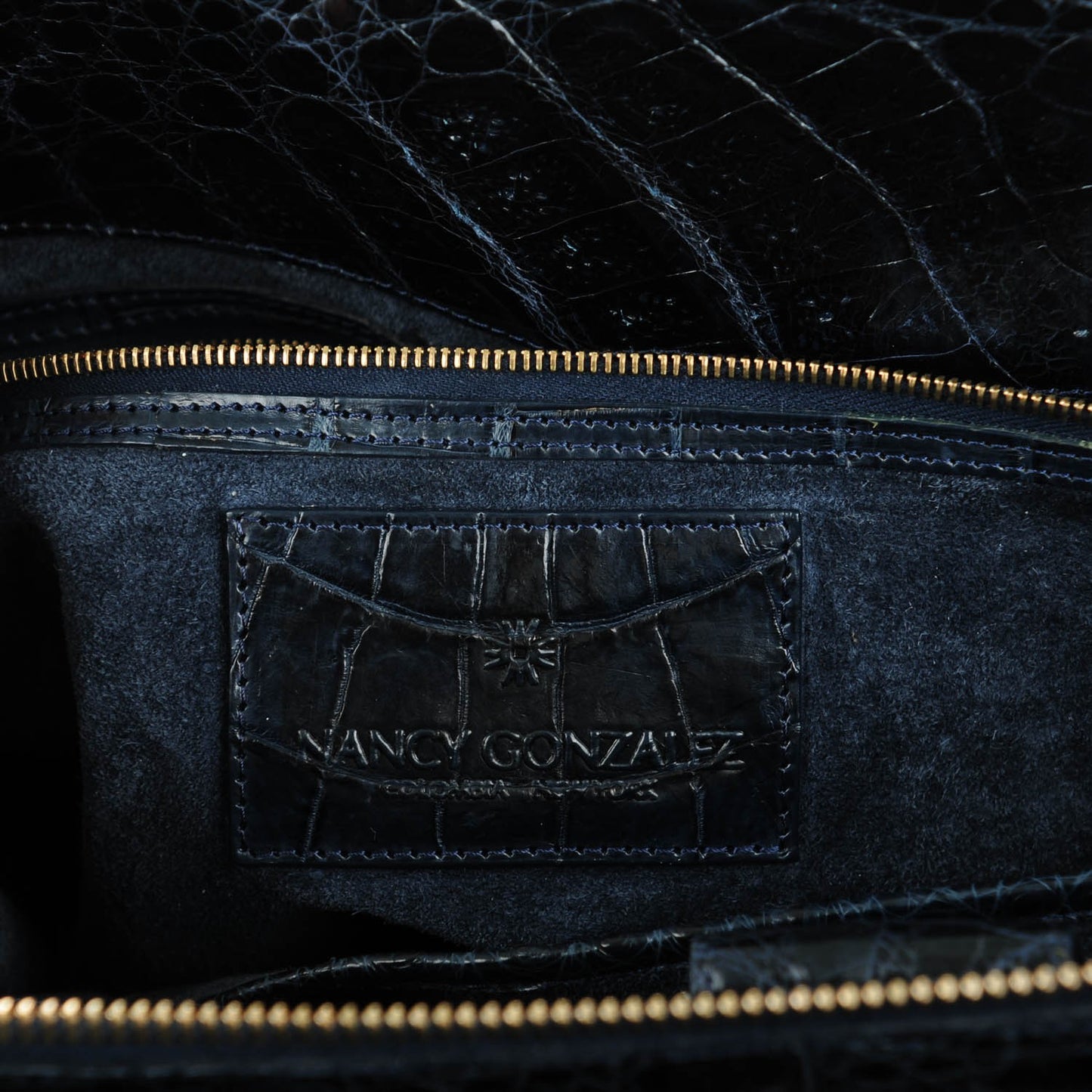 Crocodile Top Handle Tote Dark Blue