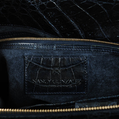 Nancy Gonzalez Crocodile Top Handle Tote Dark Blue 10 of 16