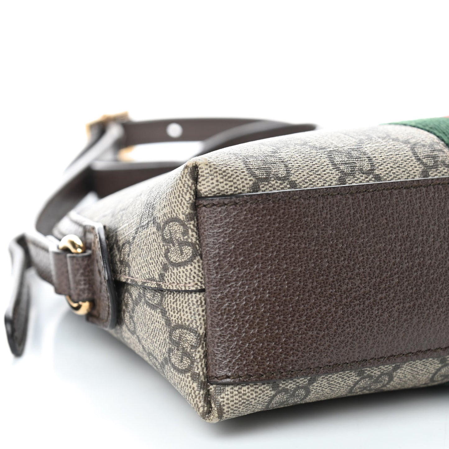 GG Supreme Monogram Textured Dollar Calfskin Web Small Ophidia Dome Shoulder Bag Beige Ebony New Acero