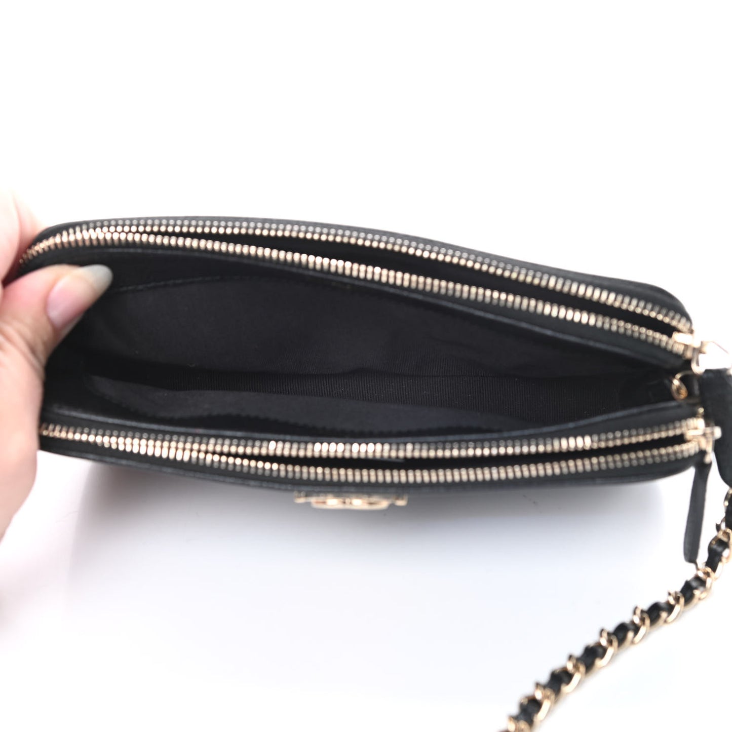 Caviar Quilted Small Boy Clutch With Chain Black