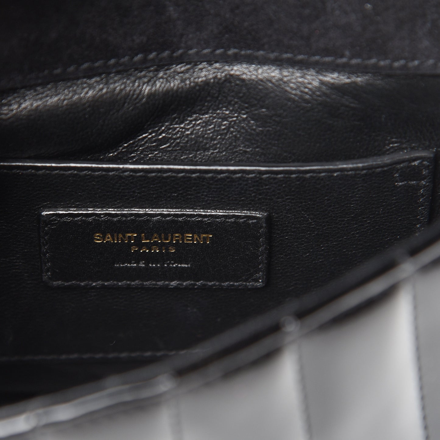 Patent Calfskin Matelasse Monogram Small Vicky Chain Bag Black