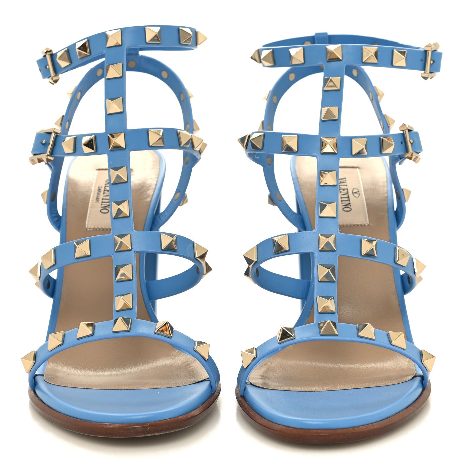 Valentino Garavani Nappa Rockstud 90mm Caged Sandals 38.5 Denim 2 of 8