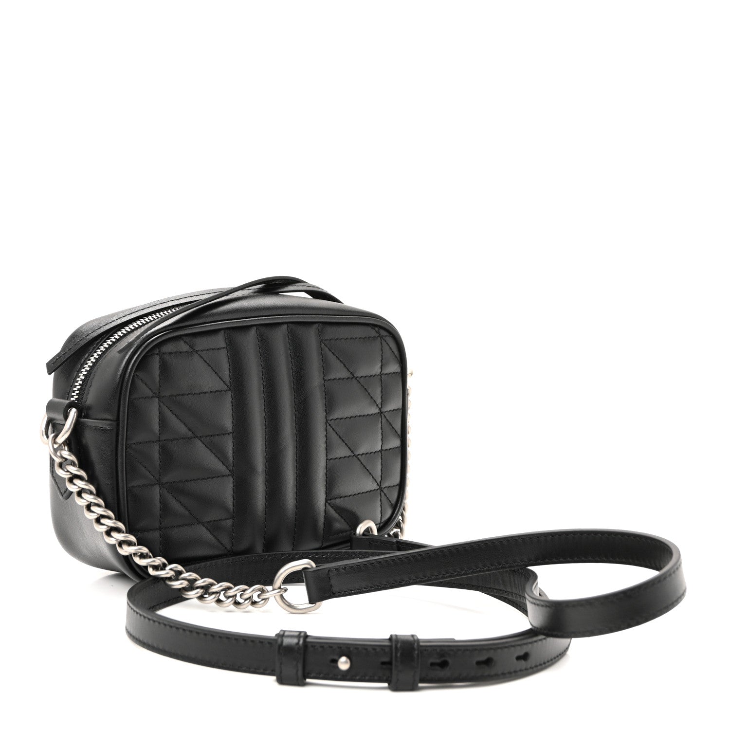 Gucci Calfskin Matelasse Aria Mini GG Marmont Chain Shoulder Bag Black 3 of 10