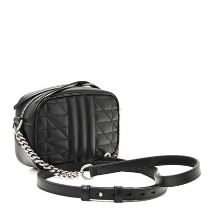 Gucci Calfskin Matelasse Aria Mini GG Marmont Chain Shoulder Bag Black 3 of 10