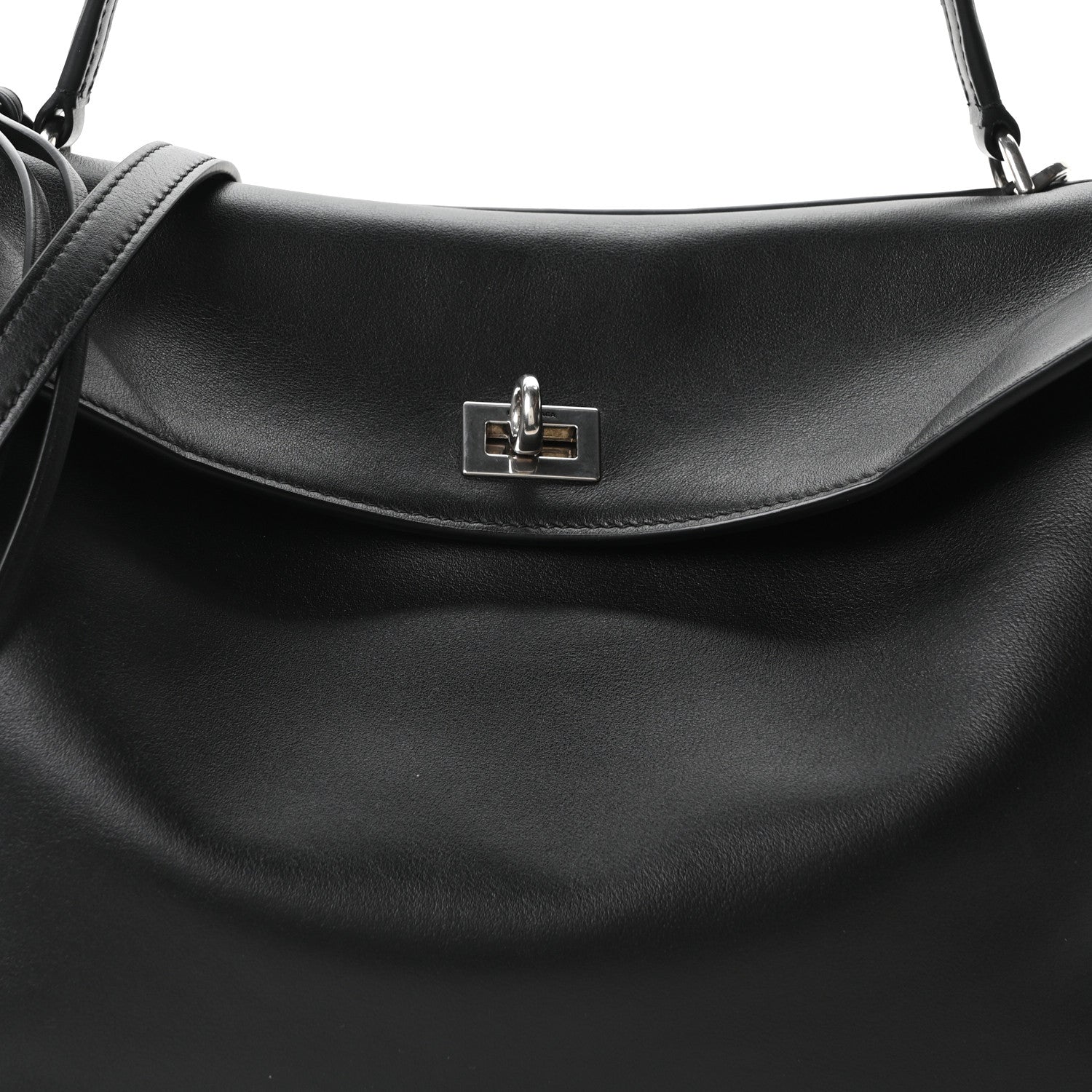 Balenciaga Natural Smooth Calfskin Medium Rodeo Top Handle Handbag Black 7 of 9