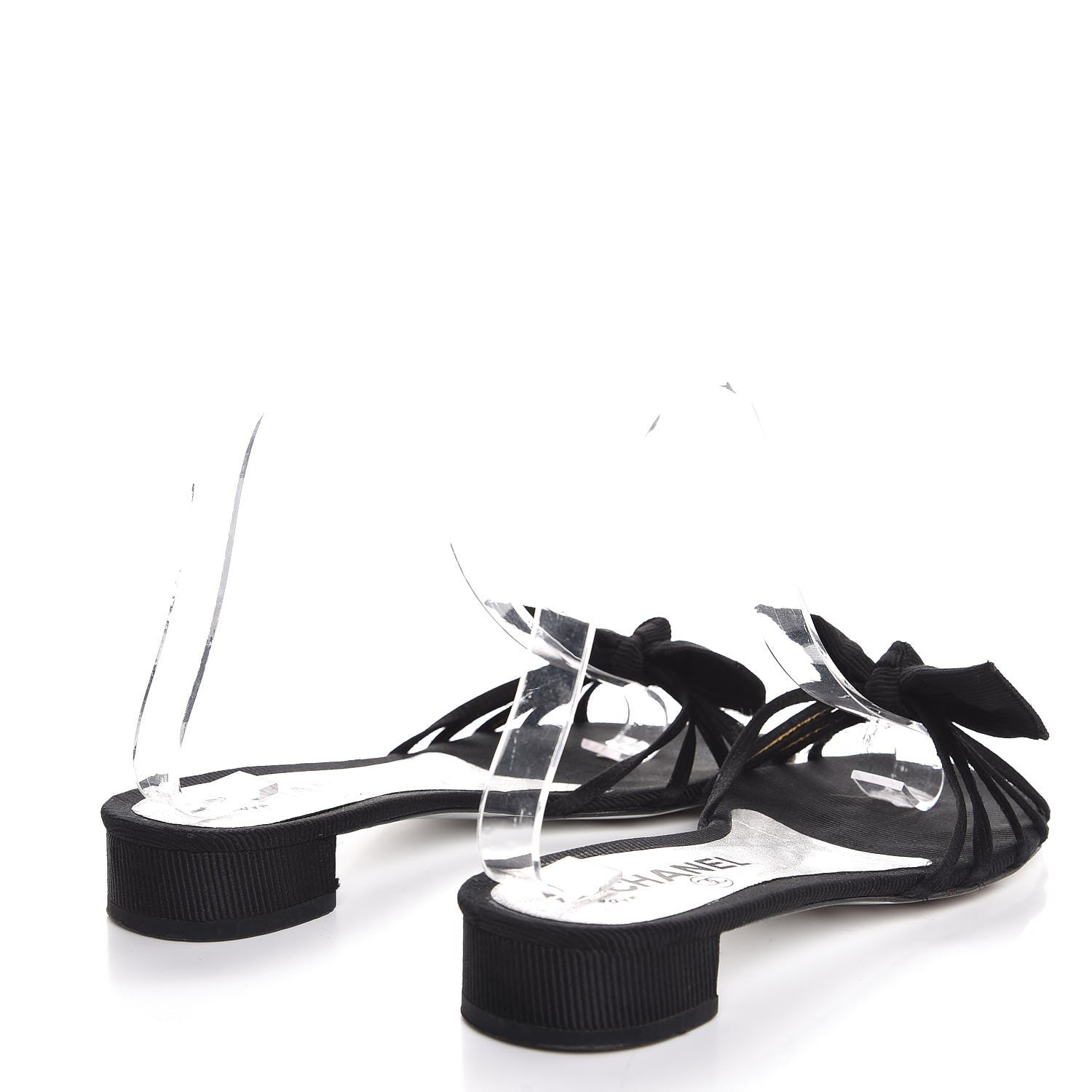Chanel Grosgrain Pearl CC Bow Sandals 36.5 Black 4 of 11