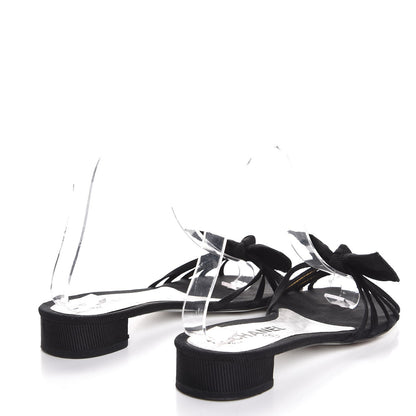 Chanel Grosgrain Pearl CC Bow Sandals 36.5 Black 4 of 11