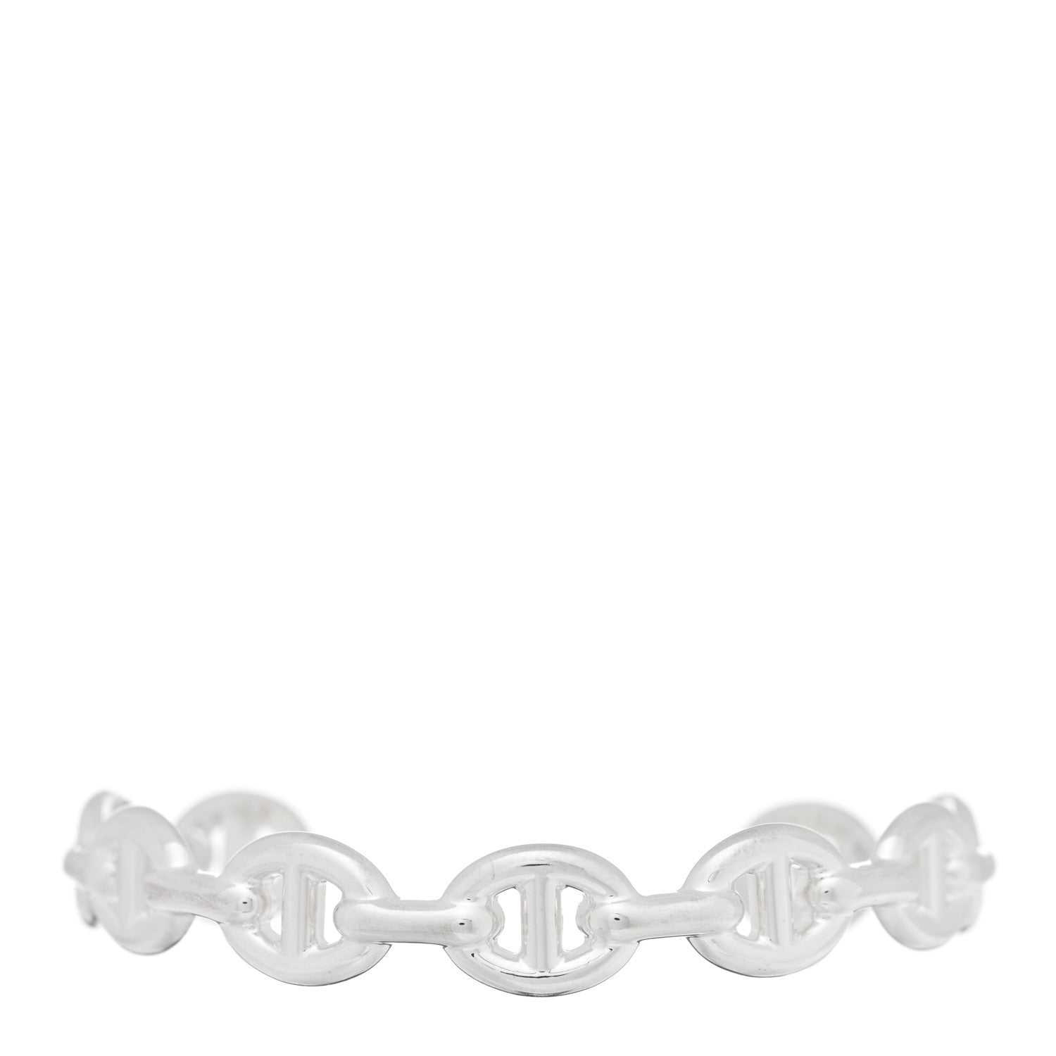 Hermes Sterling Silver MM Chaine d'Ancre Enchainee Cuff Bracelet ST 1 of 4