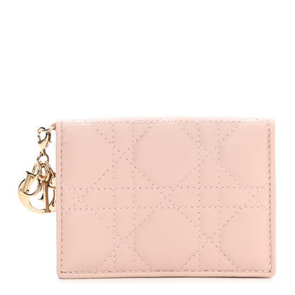 Christian Dior Lambskin Cannage Small Lady Dior Flap Card Holder Light Pink 1 of 8