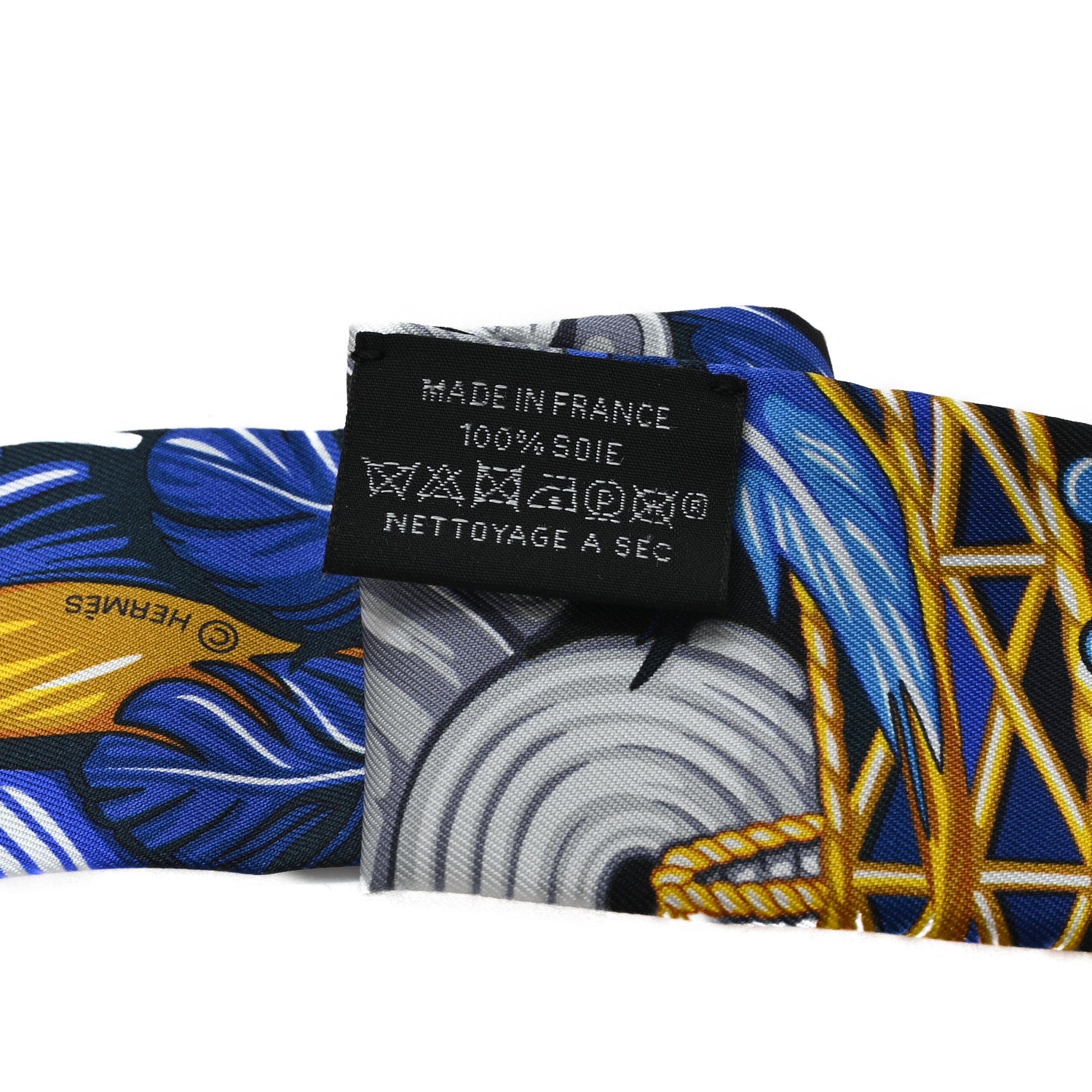 Hermes Silk La Danse Pacifique Twilly Bleu Nuit Jaune Vif 3 of 3