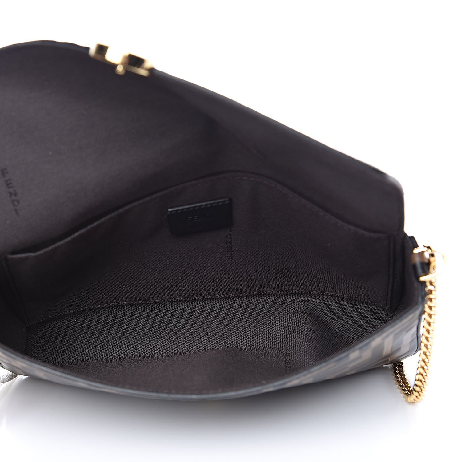 Fendi Vitello Soft F is Fendi Bi-Color FF 1974 Embossed Envelope Wallet On Chain with Pouches Maya Black 6 of 12