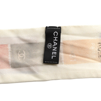 Chanel Silk Stamps Slim Bandeau Scarf Ivory Multicolor 3 of 3