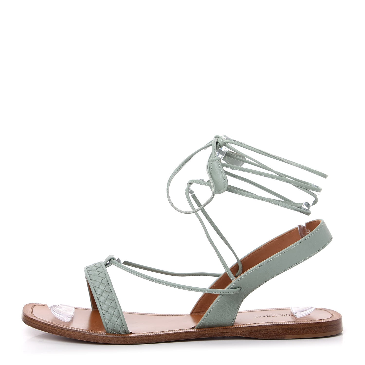 Bottega Veneta Calfskin Micro Intrecciato Flat Sandals 39.5 New Sauge 1 of 10