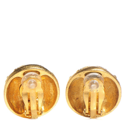 Chanel Crystal CC Clip On Earrings Gold 3 of 4