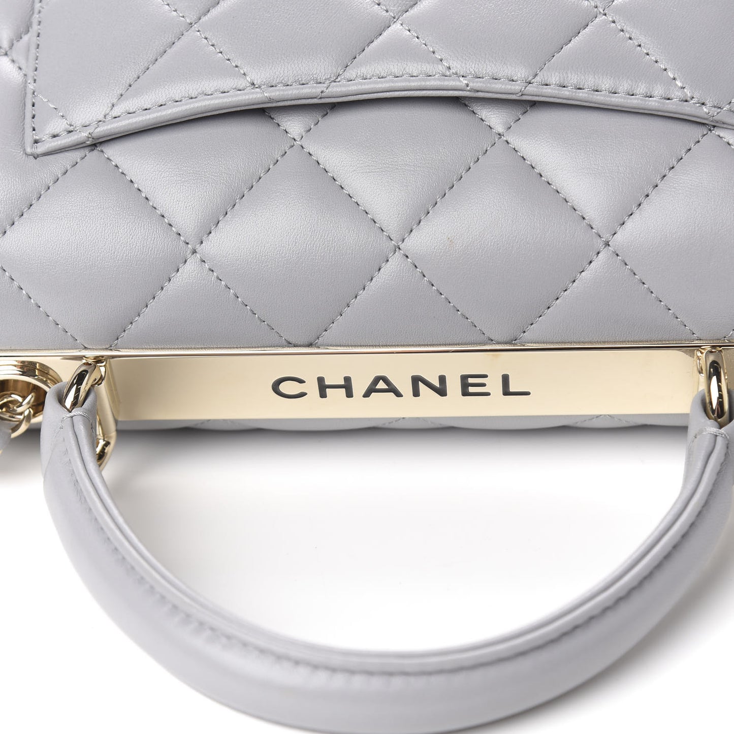 Lambskin Quilted Small Trendy CC Flap Dual Handle Bag Grey