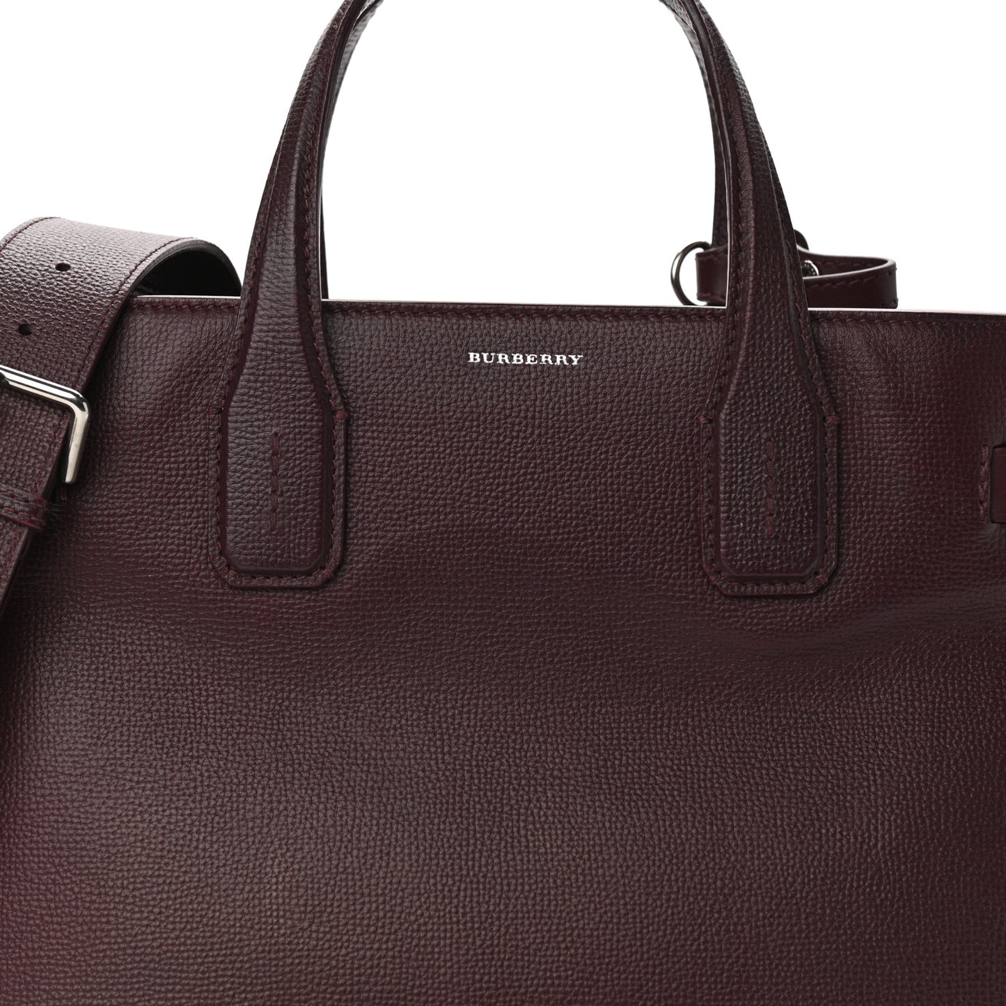 Grainy Calfskin House Check Medium Banner Tote Mahogany Red