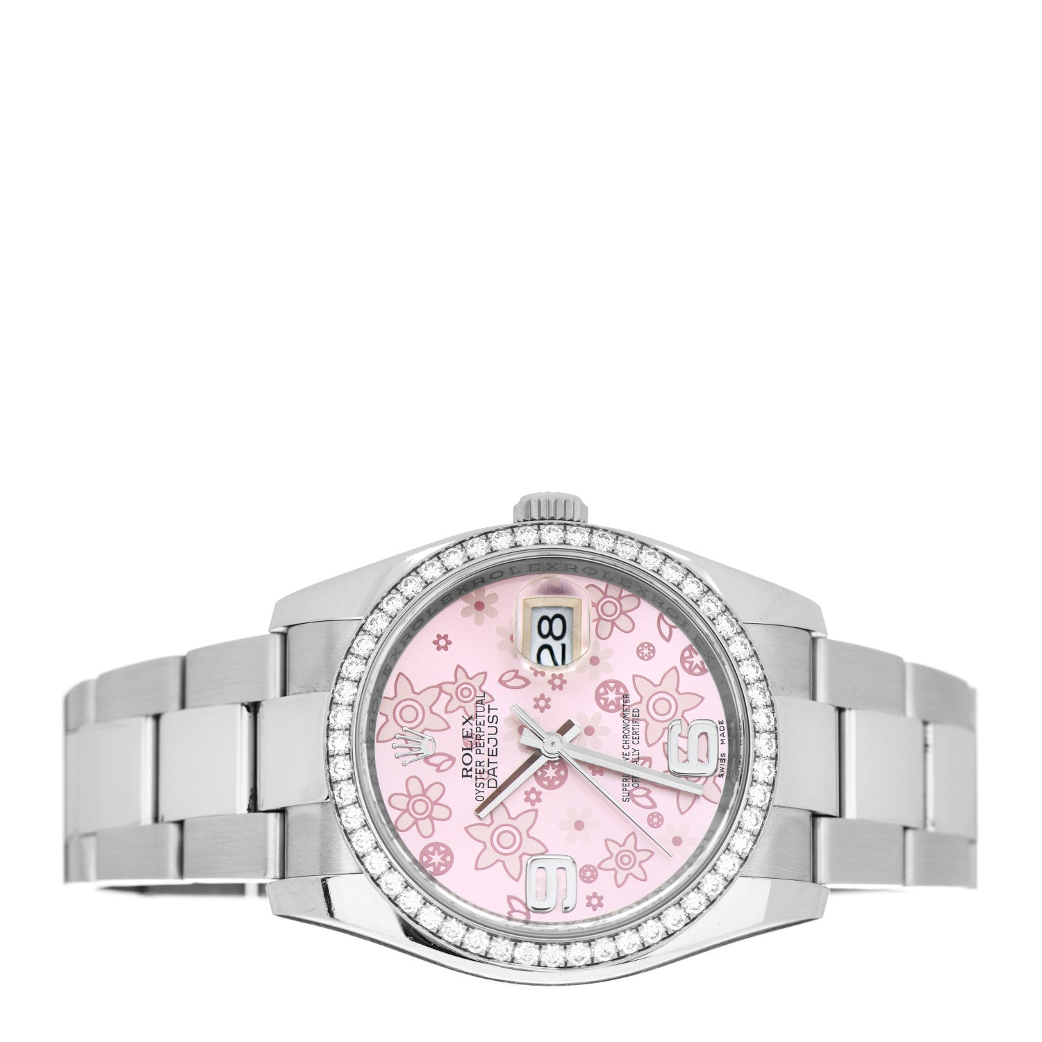Rolex Stainless Steel Diamond 36mm Oyster Perpetual Datejust Watch Pink Flowers 116244 2 of 4