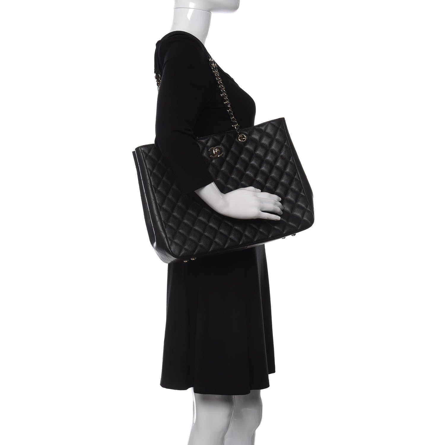 Chanel Caviar Quilted Large Classic Shopping Tote Black 2 of 10