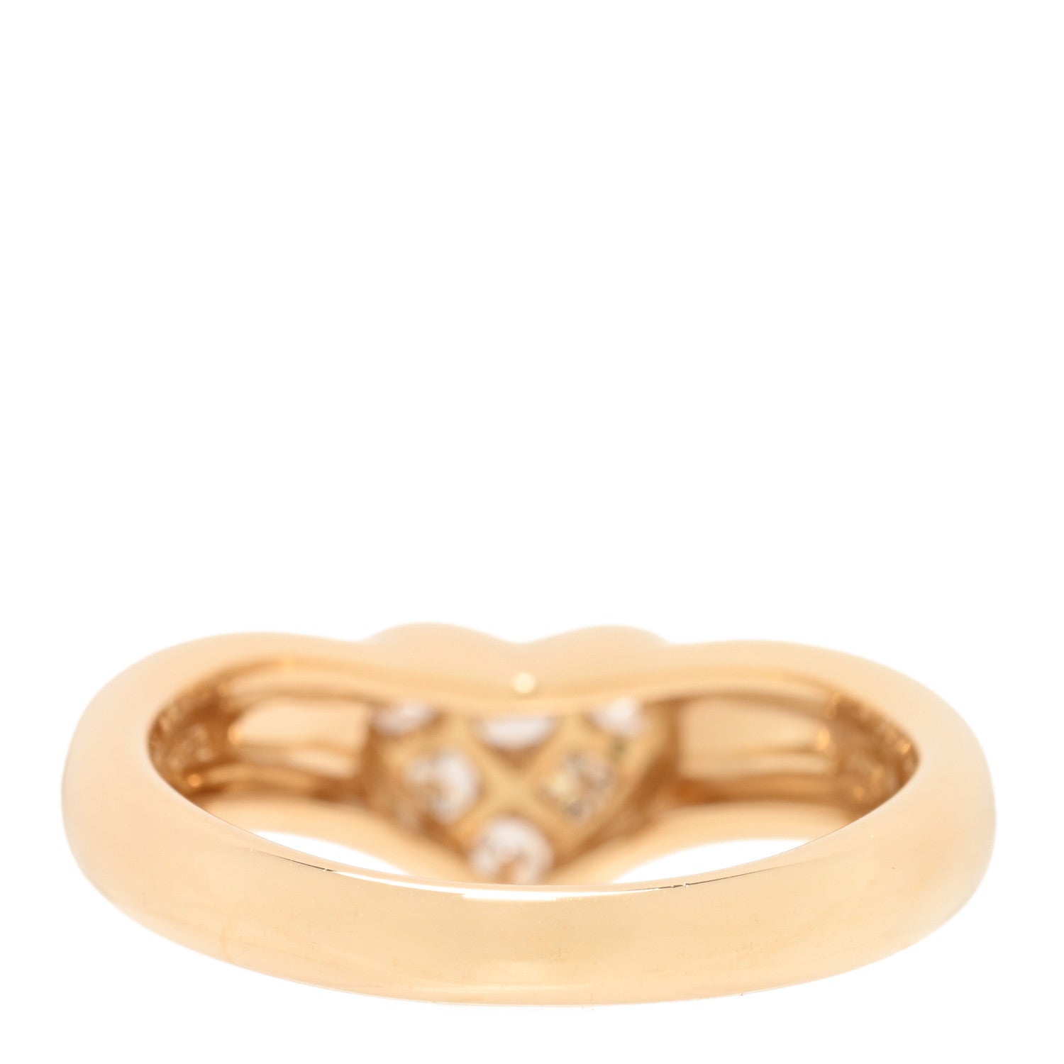 Tiffany 18K Yellow Gold Diamond Heart Band Ring 49 5 2 of 3