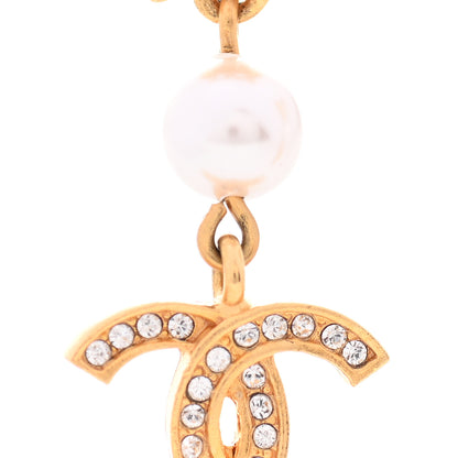 Chanel Crystal Pearl CC Star Drop Earrings Gold 5 of 5