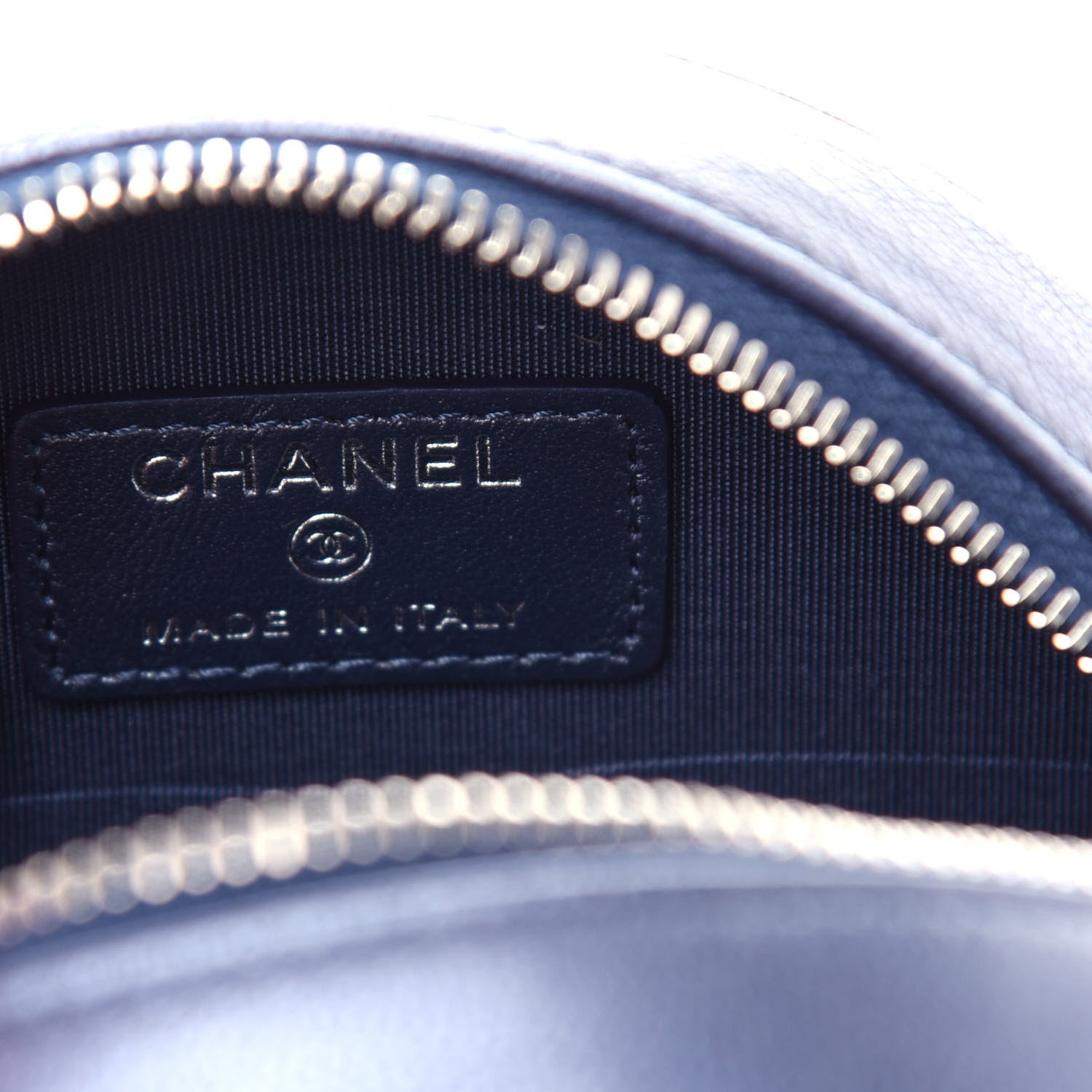 Chanel Goatskin Camellia Embossed Round Clutch With Chain Dark Blue 6 of 11