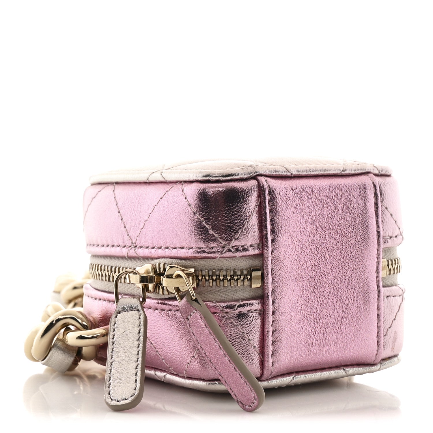 Chanel Gradient Metallic Lambskin Quilted Like A Wallet Clutch With Chain Gold Pink 4 of 11