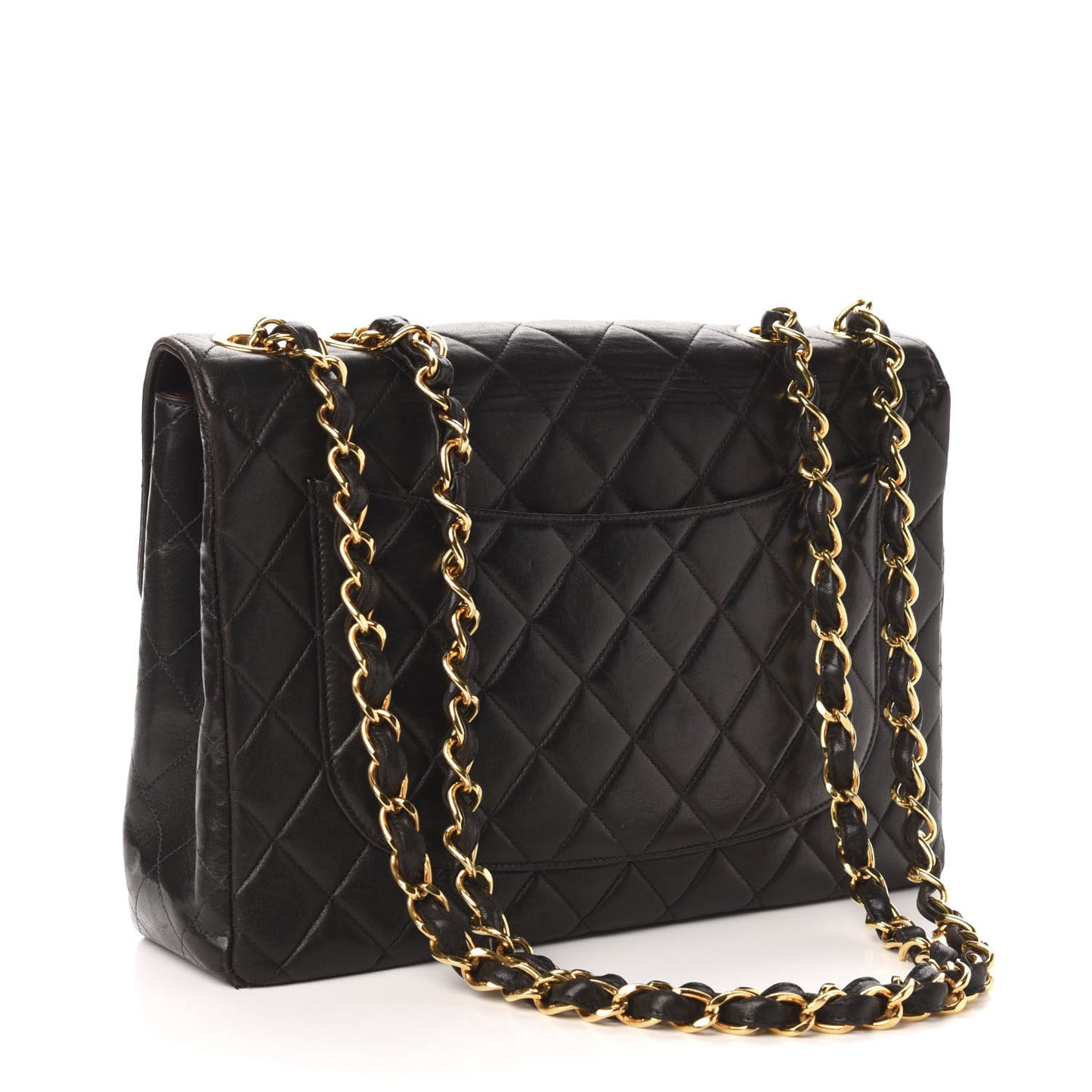 Lambskin Quilted XL Jumbo Single Flap Black