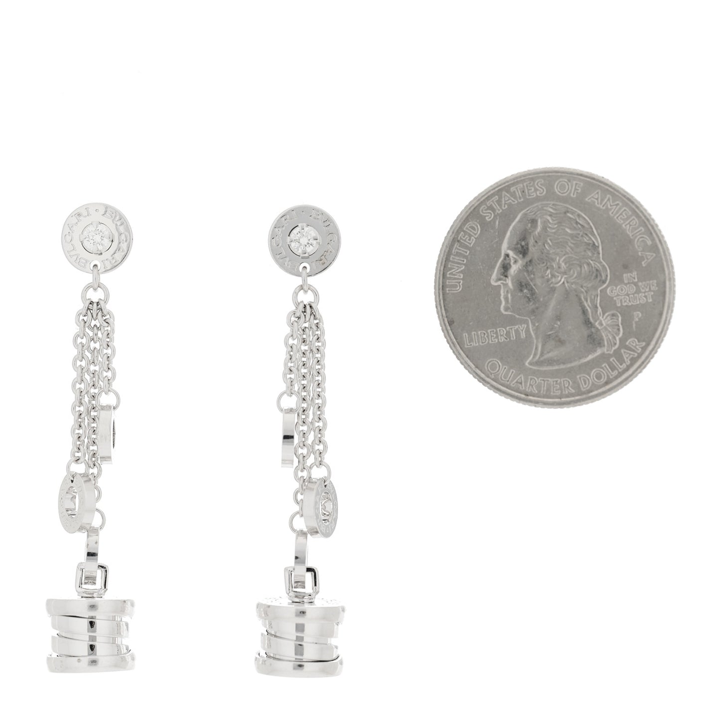 18K White Gold Diamond B.Zero1 Drop Earrings