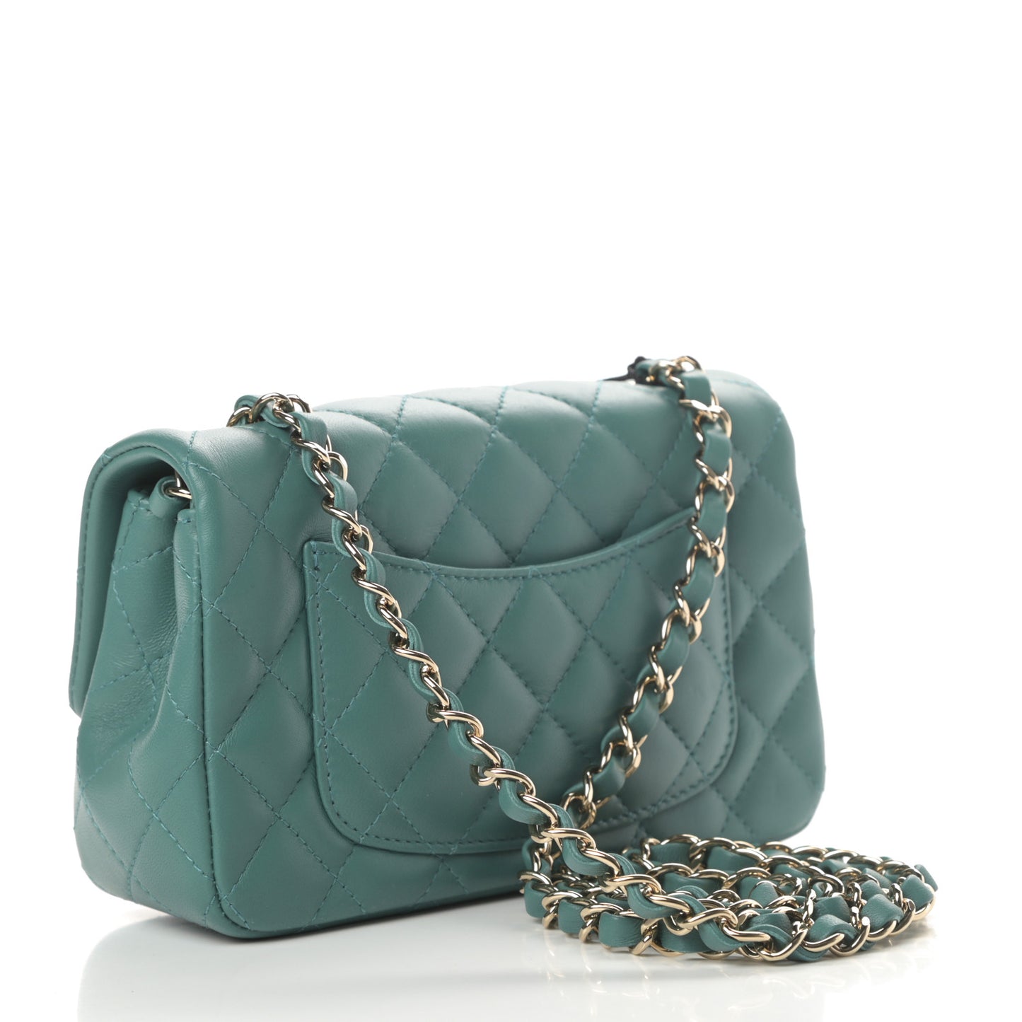 Lambskin Quilted Mini Rectangular Flap Green