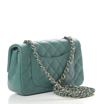 Chanel Lambskin Quilted Mini Rectangular Flap Green 3 of 11