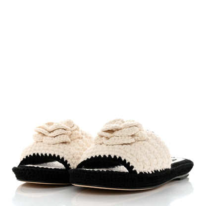 Chanel Crochet Mules 37 Ivory Black 3 of 9
