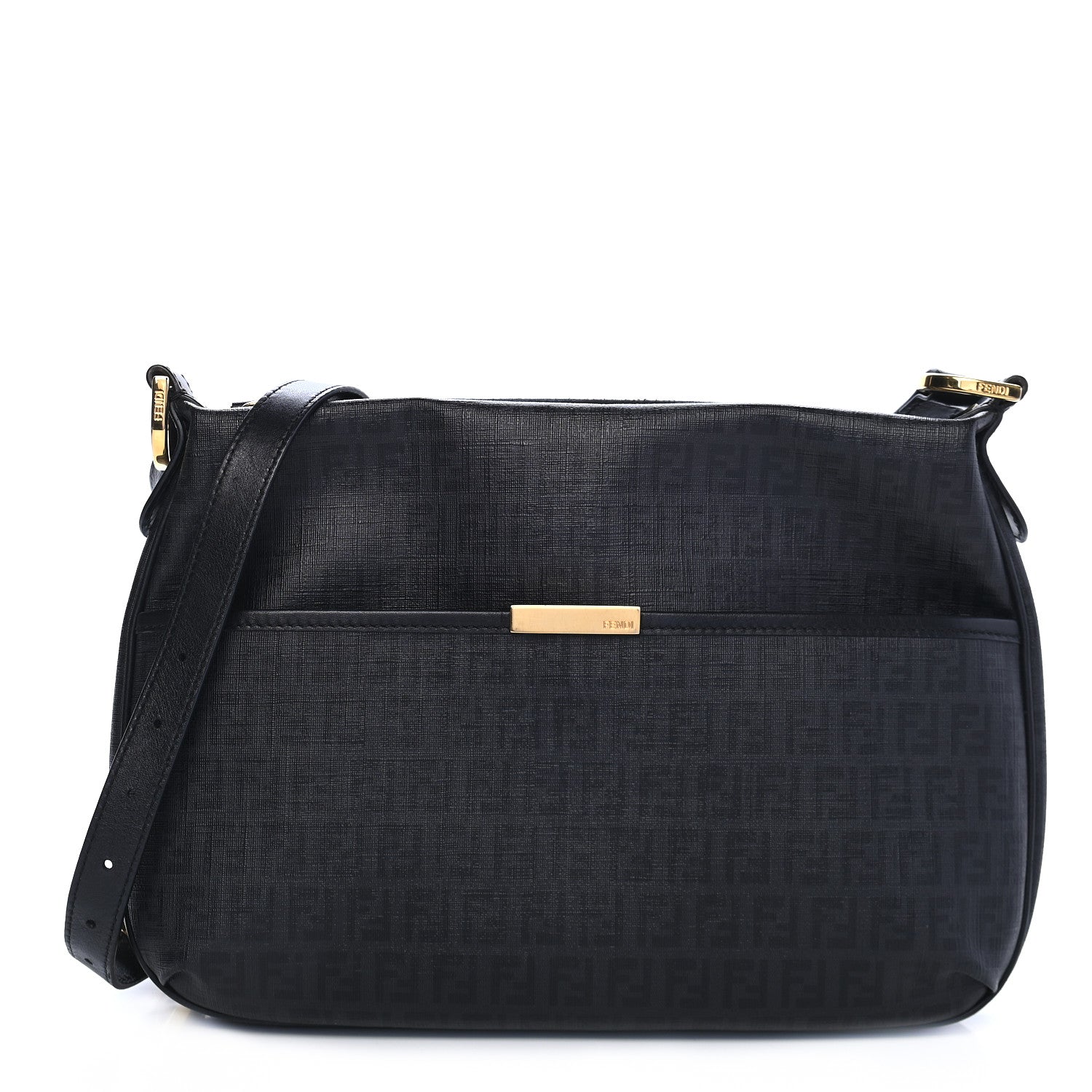 Fendi Zucchino Spalmati Vitello Messenger Bag Black 1 of 10