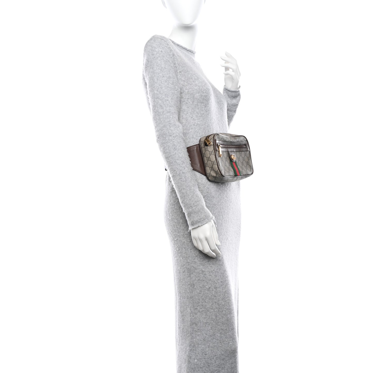 Soft GG Supreme Monogram Medium Ophidia Belt Bag Dark Brown