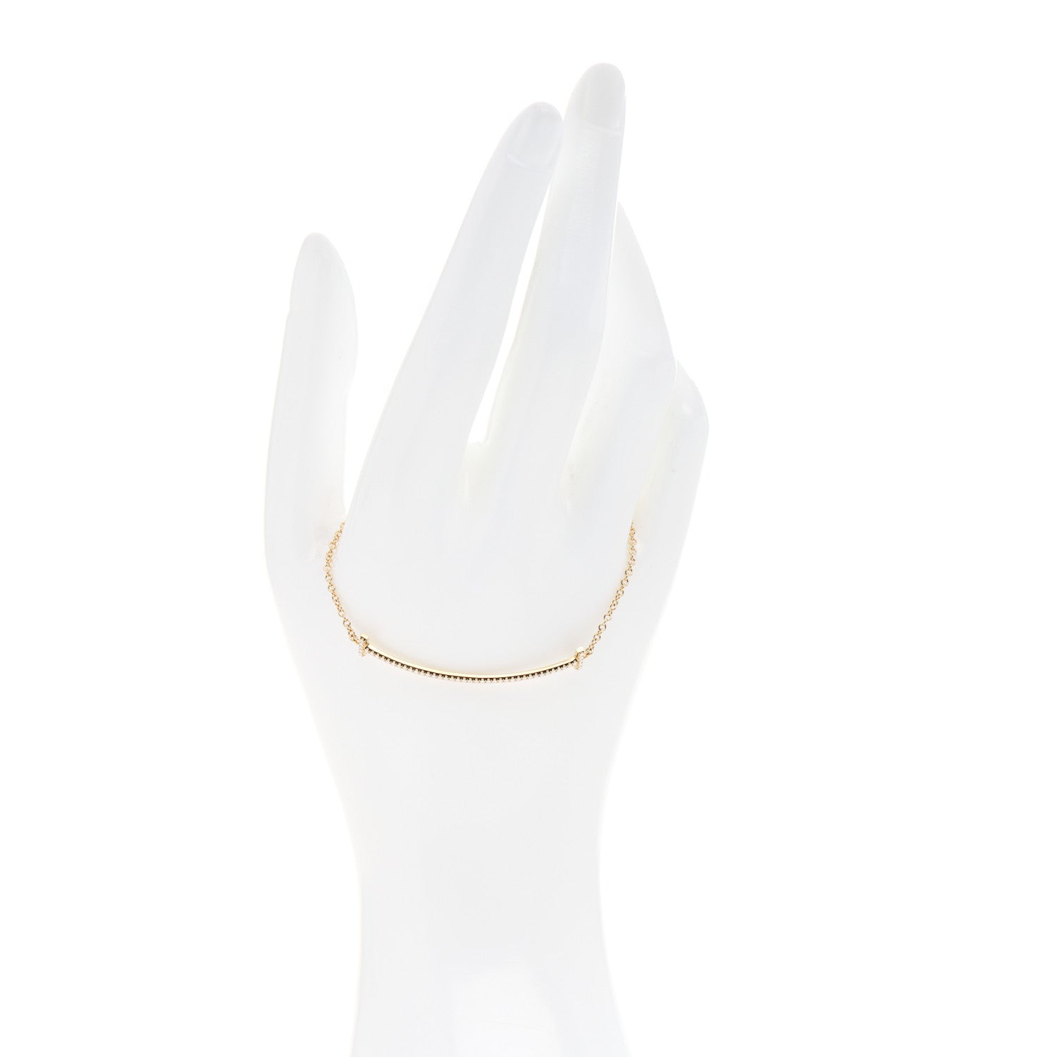 Tiffany 18K Yellow Gold Diamond T Smile Bracelet 2 of 5